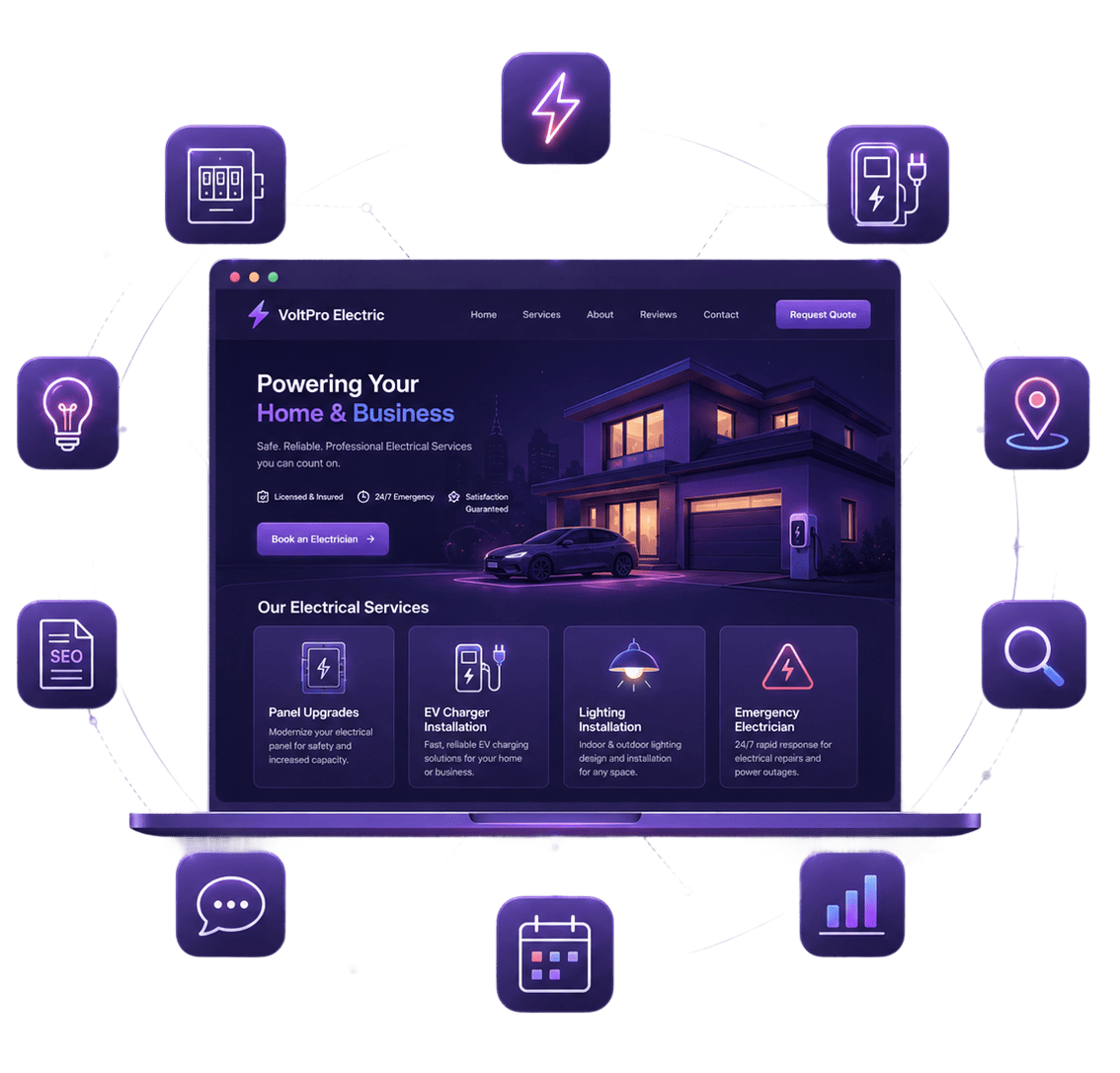 Electrical contractor marketing — custom website and SEO managed by Dojo IT Solutions